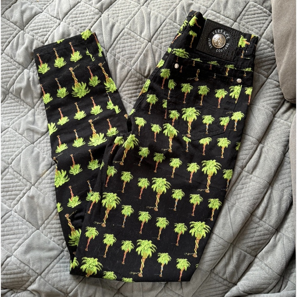 Versace Jeans Couture Collection Vtg90’ Blk/Green Print High Waisted Sz 27//41